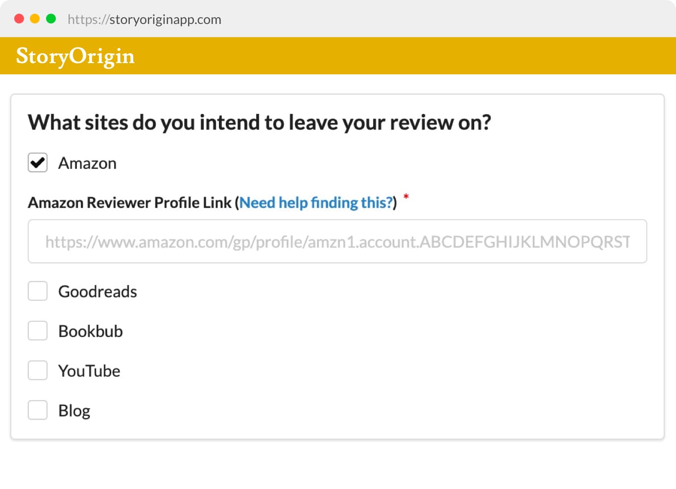 Screenshot of Requesting Review Copy