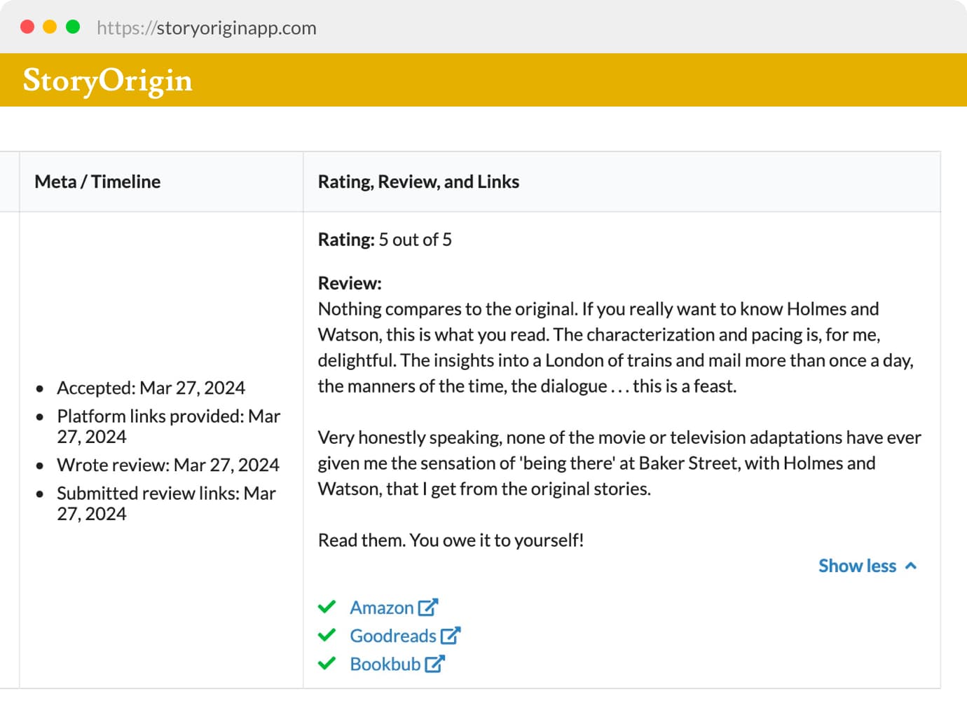 Screenshot of Tracking Reviewers Completion of Reviews